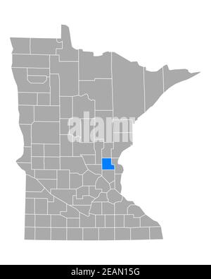 Isanti sulla mappa di Minnesota Foto Stock