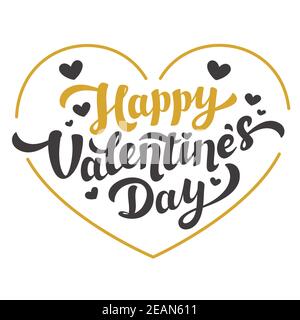 Tessera Loveday. Buona citazione di San Valentino sul cuore d'oro su sfondo bianco. Illustrazione vettoriale Illustrazione Vettoriale