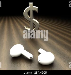 Simbolo del dollaro e due cuscinetti bianchi Foto Stock
