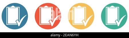 Banner colorato con 4 pulsanti: Appunti o checklist Foto Stock