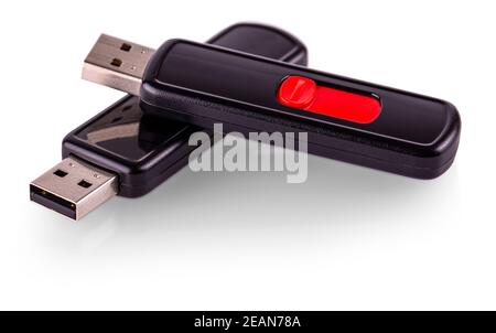Unità flash USB su sfondo bianco Foto Stock