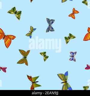 astratto coloratissimo doodle farfalle modello senza giunture Foto Stock