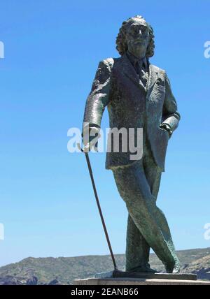 Statua in bronzo a grandezza naturale del famoso Salvador Dali in Spagna Foto Stock