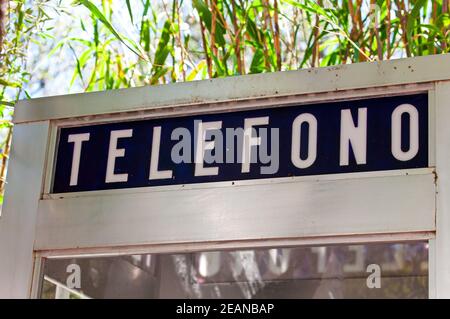 Frammento di telefono a Barcellona, Spagna Foto Stock