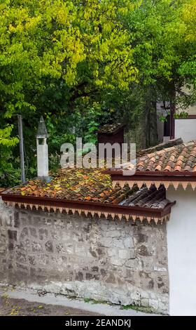 Architettura delle vecchie strade di Sevastopol. Vecchie case. Foto Stock