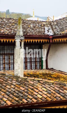 Architettura delle vecchie strade di Sevastopol. Vecchie case. Foto Stock