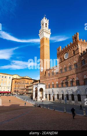 Piazza del campo, piazza principale di Siena, patrimonio dell'umanità dell'UNESCO, Toscana, Italia, Europa Foto Stock