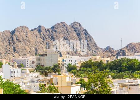 Veduta aerea del centro storico di Mascate, Oman. Foto Stock