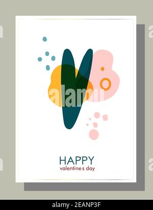 Giornata delle valentine con tendenza piatta per la progettazione di opuscoli. Modello moderno e creativo per le vacanze Foto Stock