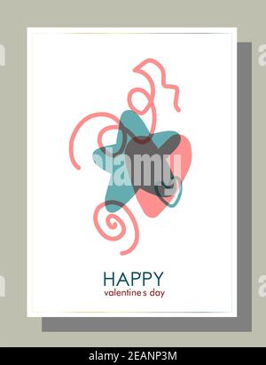 Giornata delle valentine con tendenza piatta per la progettazione di opuscoli. Modello moderno e creativo per le vacanze Foto Stock