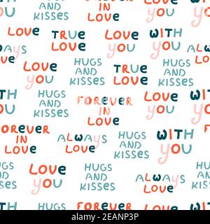 Simpatico motivo senza cuciture per il design del tessuto. Bel colore. Elegante disegno vettoriale senza giunture. Giorno di san valentino. Amore Foto Stock