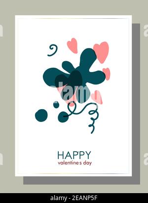 Giornata delle valentine con tendenza piatta per la progettazione di opuscoli. Modello moderno e creativo per le vacanze Foto Stock