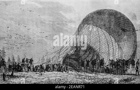 mongolfiere,histoirr de mes ascensions par gaston tissandier,editeur maurice dreyfous 1888 Foto Stock