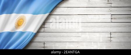 Bandiera argentina sul vecchio banner bianco Foto Stock