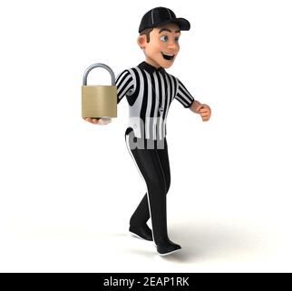 Divertente illustrazione 3D di un arbitro americano Foto Stock