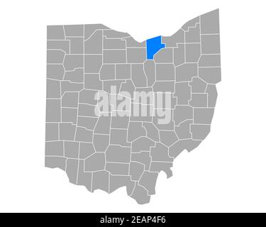 Lorain sulla mappa di Ohio Foto Stock