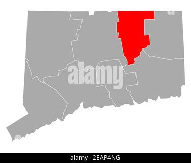 Tolland sulla mappa di Connecticut Foto Stock