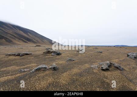 Paesaggio centrale dell'Islanda lungo la strada per Askja Foto Stock