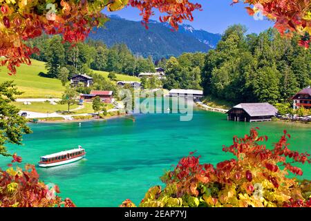 Konigssee vista lago alpino costa Foto Stock