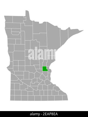 Isanti sulla mappa di Minnesota Foto Stock