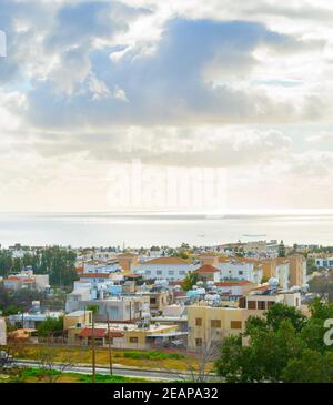 Skyline Paphos mare cielo Cipro Foto Stock