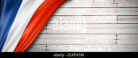 Bandiera francese sul vecchio banner bianco Foto Stock