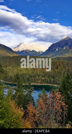 Fernpass Zugspitzblick Foto Stock