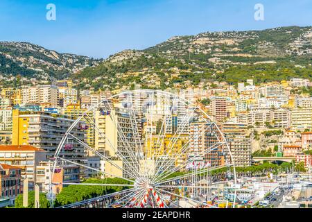 Vista aerea di Port Hercule a Monaco durante il periodo natalizio Foto Stock