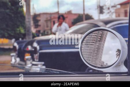 Cuba 1979, l'Avana vecchia auto dettaglio Foto Stock