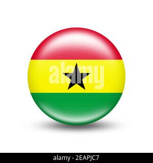 Bandiera del Ghana in una sfera con ombra Foto Stock