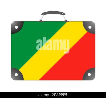 Bandiera del Congo sotto forma di valigia di viaggio su sfondo bianco Foto Stock
