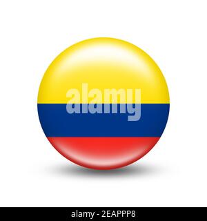 Bandiera della Colombia in sfera con ombra bianca Foto Stock