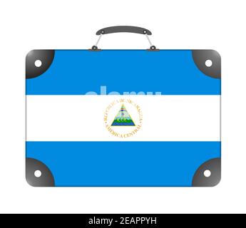 Bandiera del paese del Nicaragua sotto forma di viaggio valigia su sfondo bianco Foto Stock
