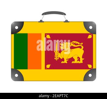 Bandiera dello Sri Lanka sotto forma di viaggio valigia su sfondo bianco Foto Stock
