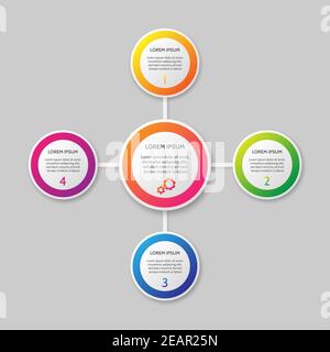 Modello infografico vettoriale sullo sfondo grigio del gradiente. Quattro opzioni Illustrazione Vettoriale