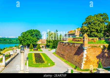 Vista della fortezza di kalemegdan a Belgrado, Serbia Foto Stock