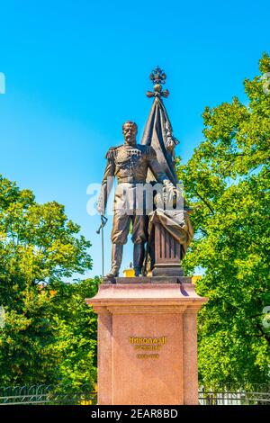 Statua dello zar russo Nikolai II a belgrado, serbia Foto Stock