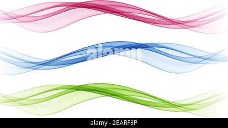 Serie di forme d'onda trasparenti. Colore astratto onde di sfondo.onda rosso,blu,verde Illustrazione Vettoriale