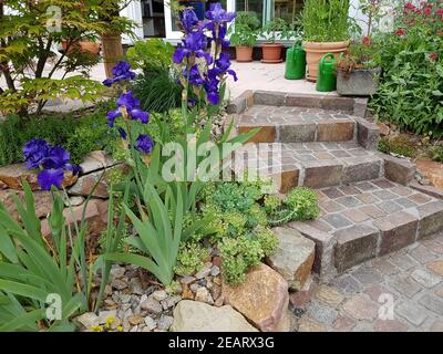 Gartentreppe Treppe, Garten, Pflaster, Naturpflaster Foto Stock