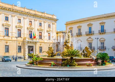 Fontana di Diana in Siracusa, Sicilia, Italia Foto Stock