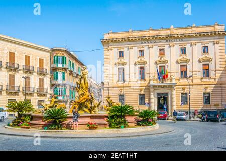 Fontana di Diana in Siracusa, Sicilia, Italia Foto Stock