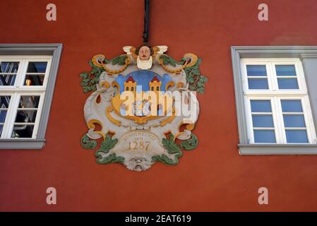 Wappen, Rathaus, Jahr 1698, Altstadt, Idstein Foto Stock