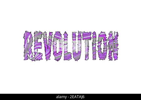 Revolution Word, Banner, Poster e Sticker, con tracciato di ritaglio Foto Stock