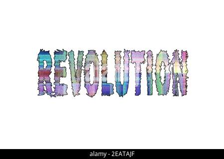 Revolution Word, Banner, Poster e Sticker, con tracciato di ritaglio Foto Stock