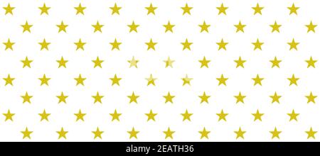 Stelle senza cuciture con colore dorato su sfondo bianco Foto Stock