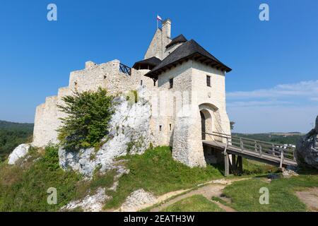 Castello medievale gotico reale di Bobolice situato sull'Altopiano Jurassico Polacco, Bobolice, Slesia, Polonia Foto Stock