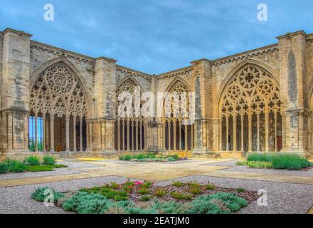 Chiostro parte della cattedrale di la Seu Vella a Lleida, Spagna Foto Stock