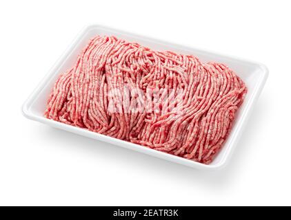 Carne sminuzzata in un vassoio di cibo Foto Stock