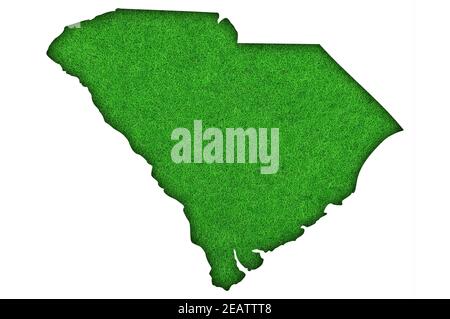 Mappa del South Carolina su feltro verde Foto Stock