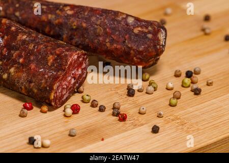 Salsiccia affumicata un delicati dalla Germania Foto Stock